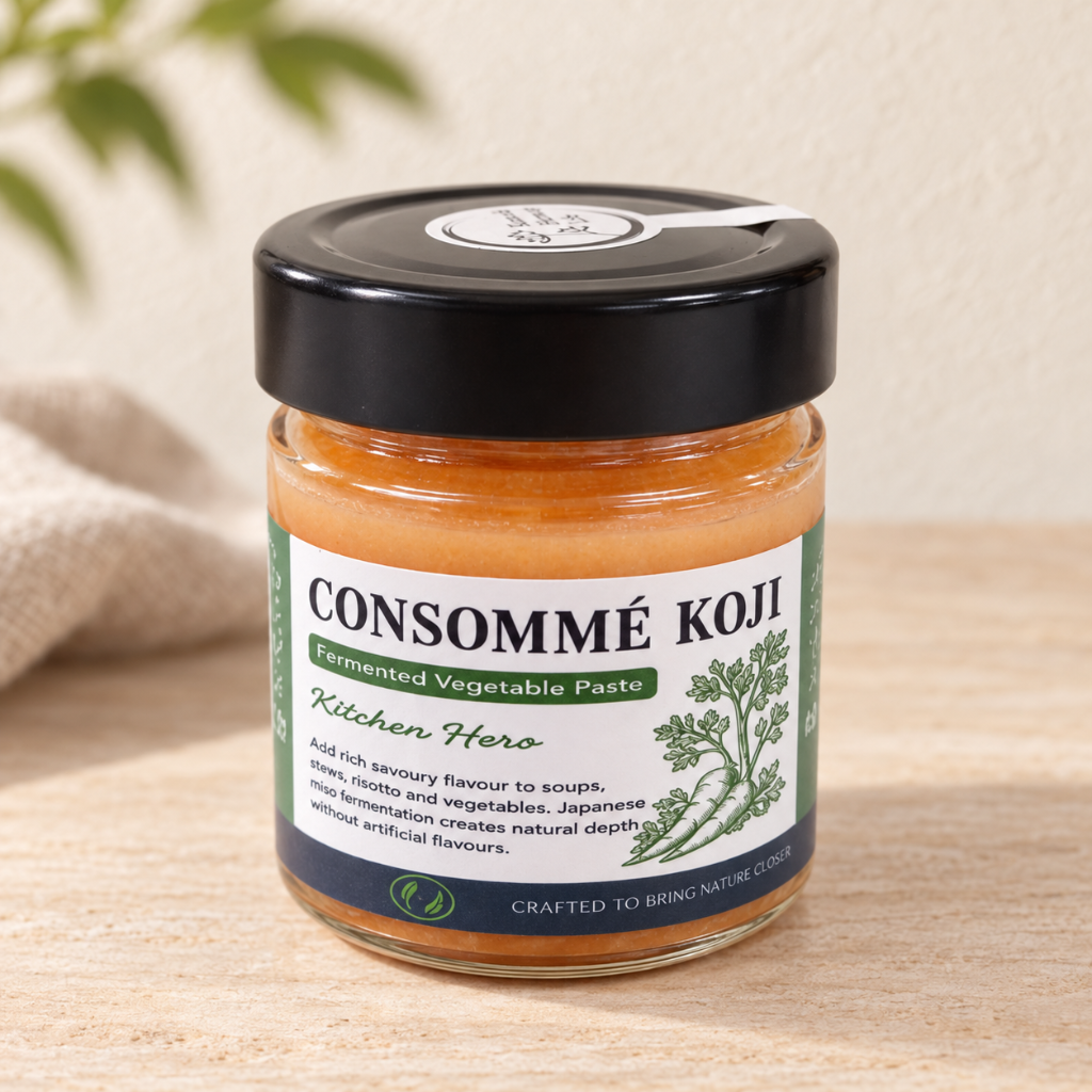 Jar of consommé koji